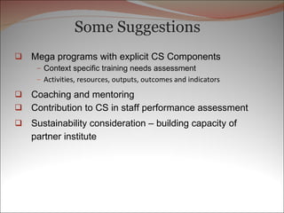 Reflections on Capacity Strengthening and Training — past, present and future