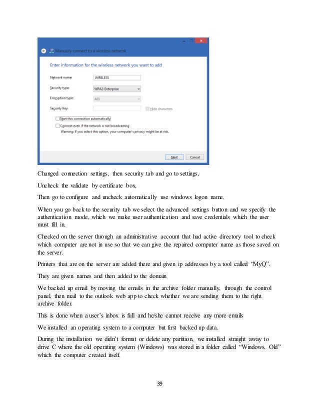 Information technology Internship report