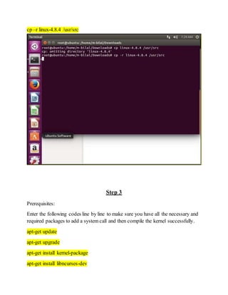 Libncurses Projects Adding System Call to Kernel | DOCX