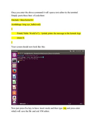 Adding System Call to Kernel | DOCX