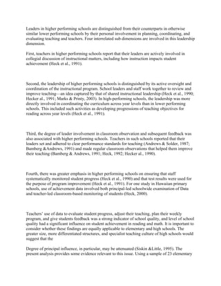 THE IMPACT OF SCHOOL LEADERSHIP ON STUDENTS’ ACADEMIC PERFORMANCE | DOC