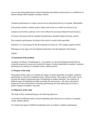 THE IMPACT OF SCHOOL LEADERSHIP ON STUDENTS’ ACADEMIC PERFORMANCE | DOC