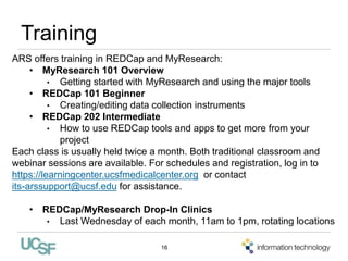 Red Cap Instruments Example UCSF Informatics Day 2014 - Jocel Dumlao,