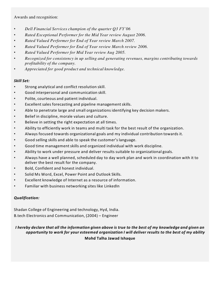 presentation skills resumes