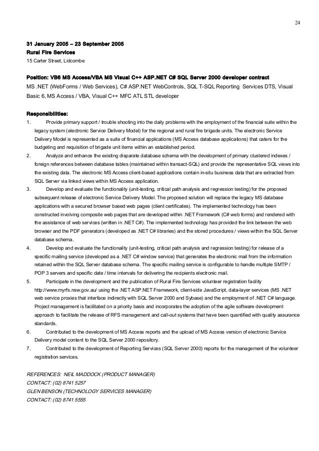 ms access resumes