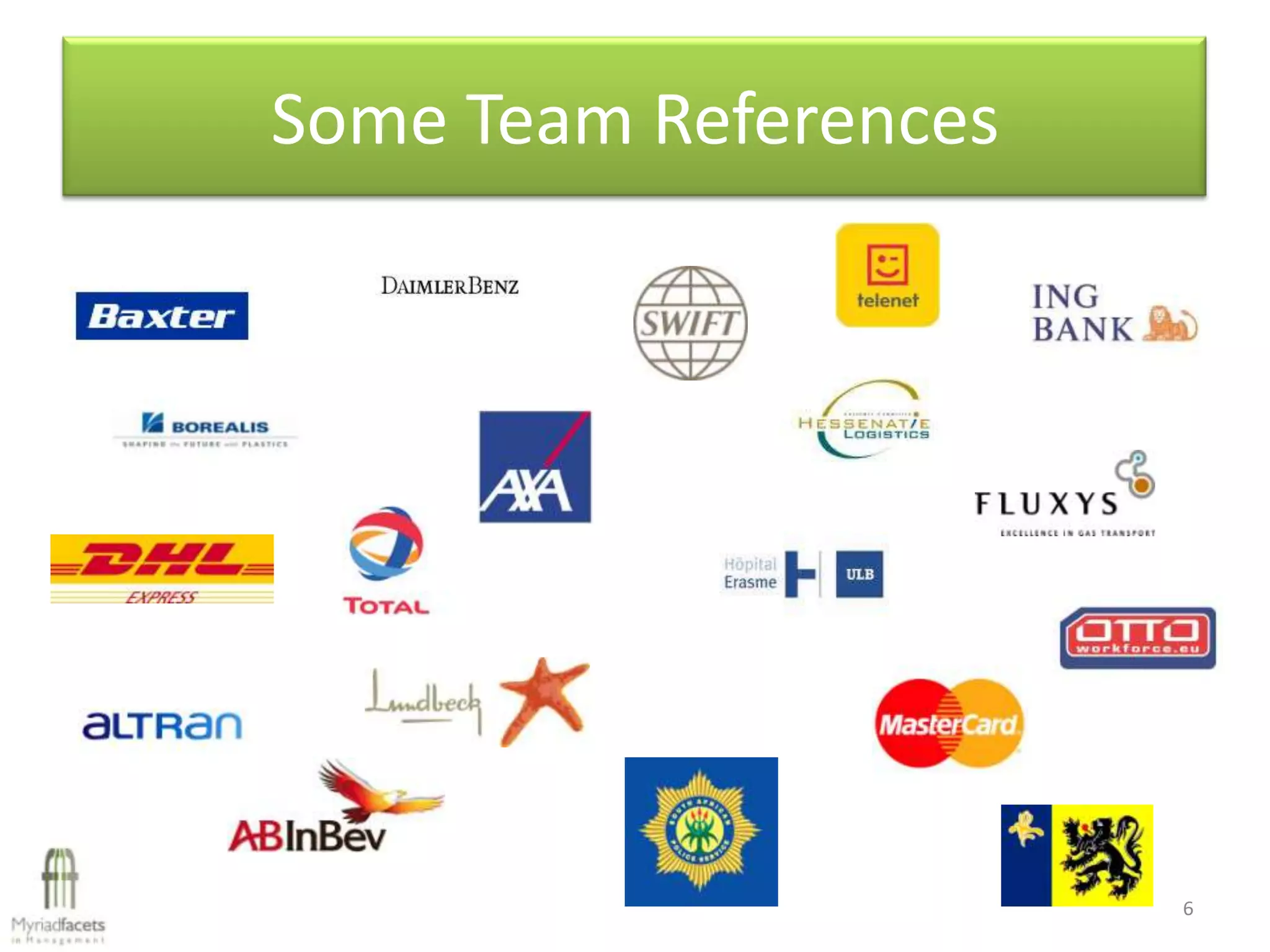 Some Team References




                       6
 