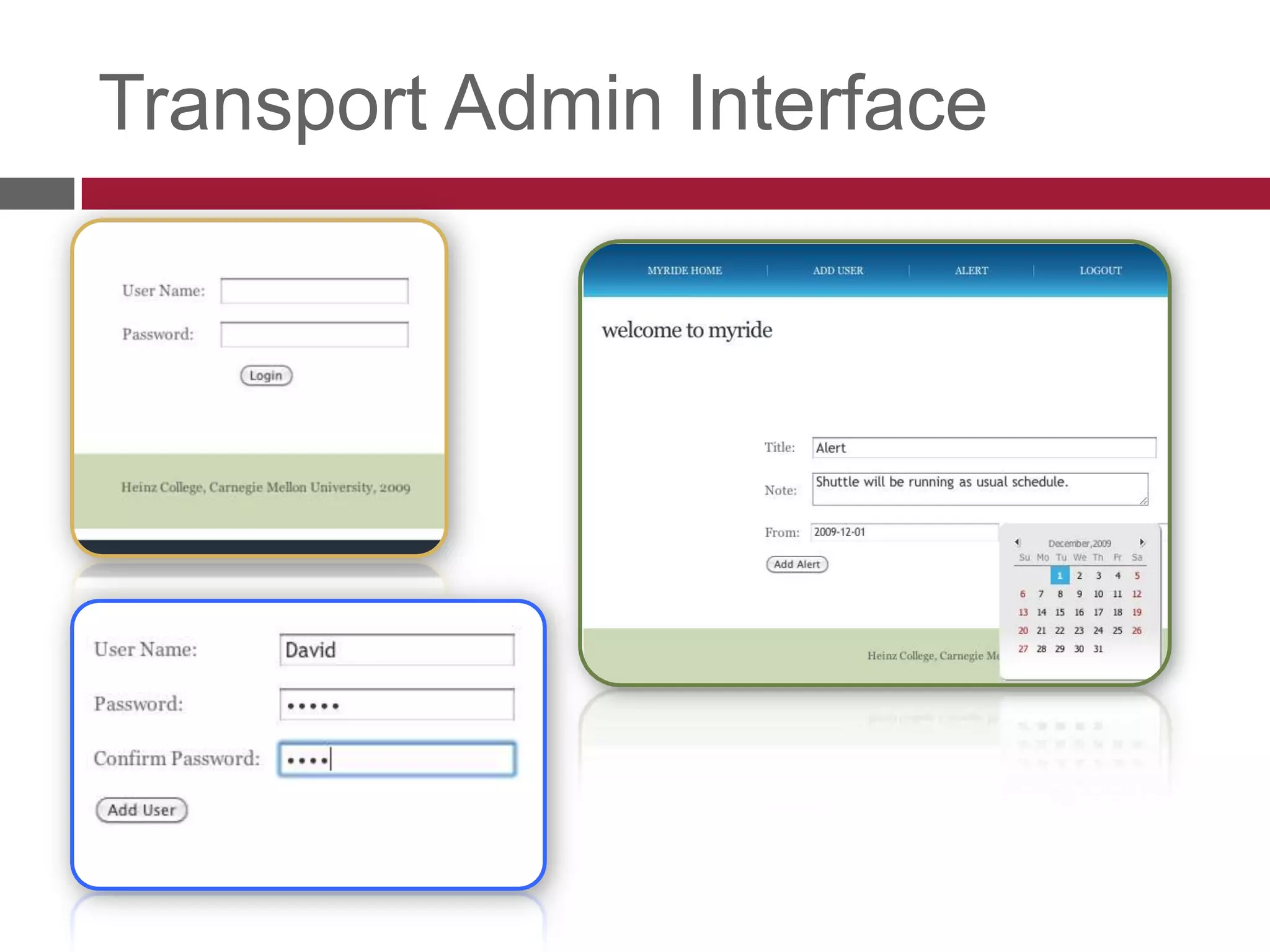 Transport Admin Interface