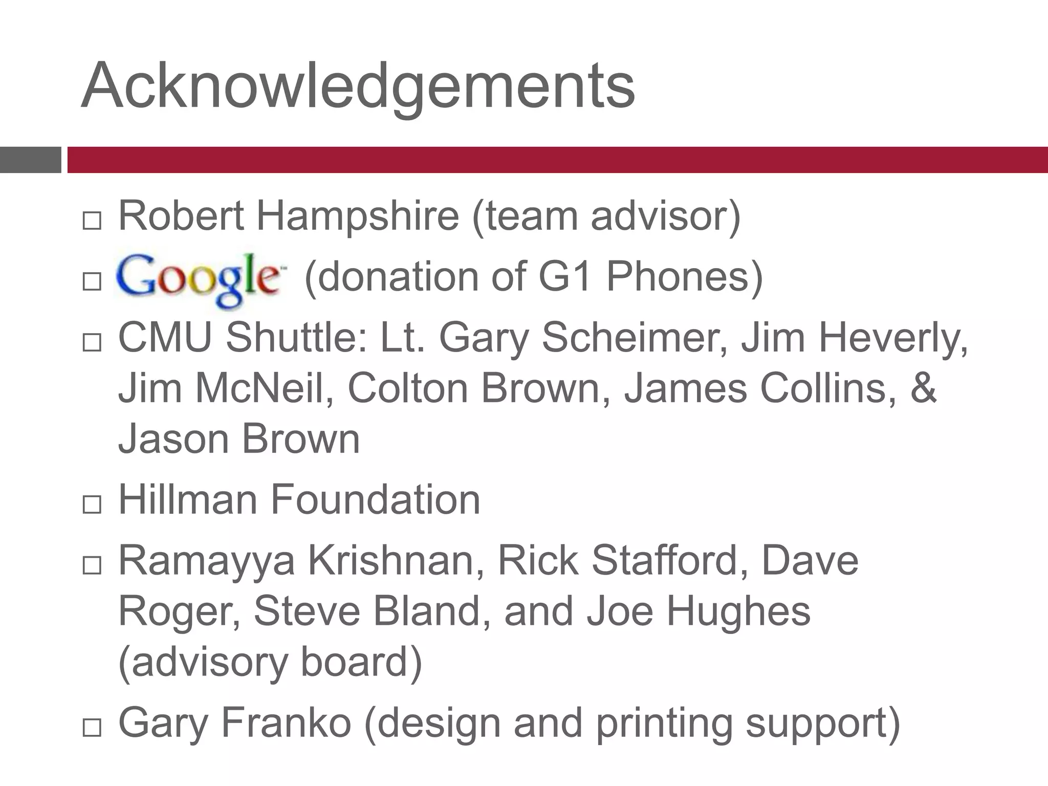 Incorporate the CMU Escort and PTC Shuttle Route