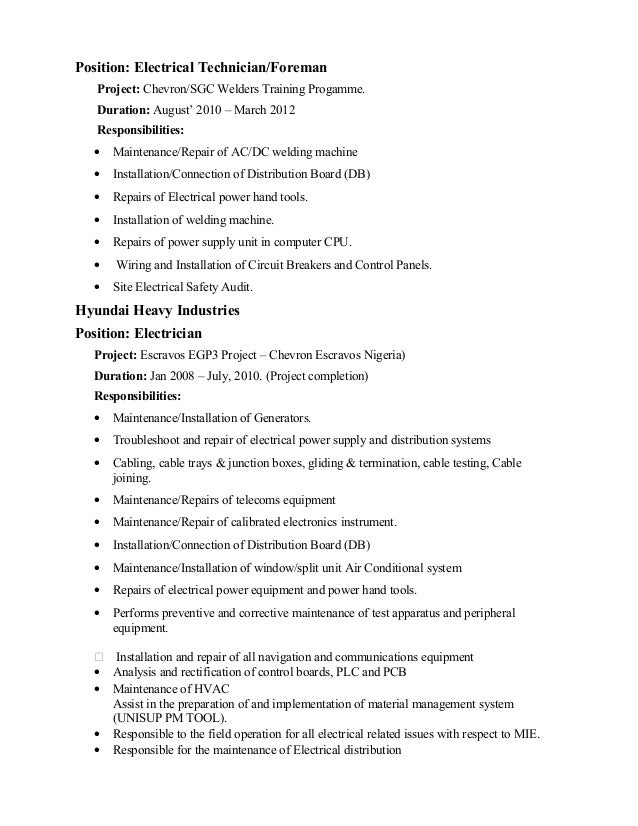 job description maintenance electrician job description