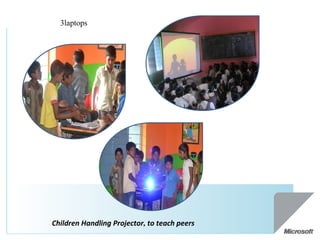 Children Handling Projector ,  to teach peers  3laptops 