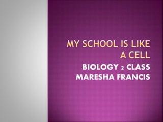 BIOLOGY 2 CLASS
MARESHA FRANCIS
 