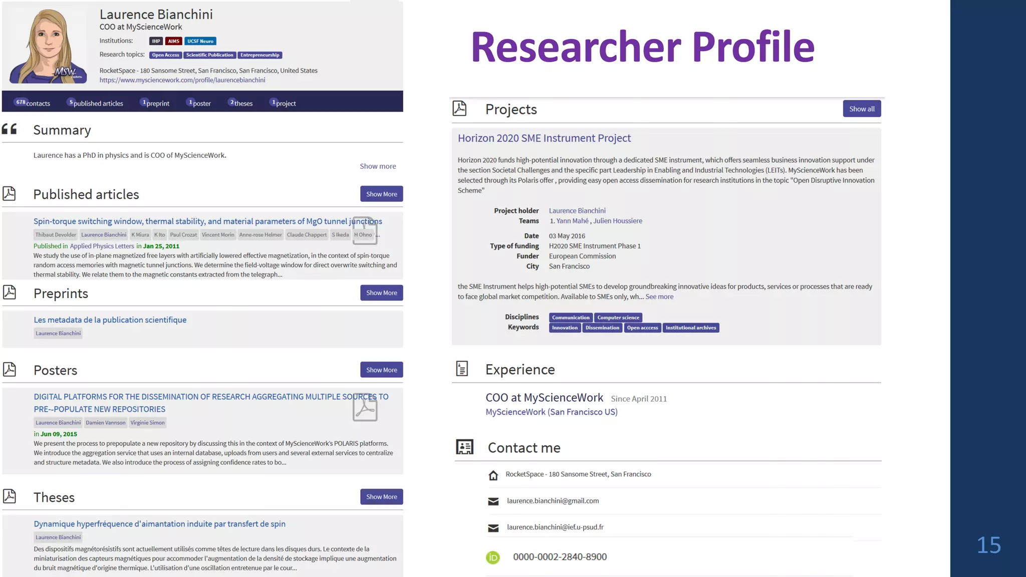 Researcher Profile
15
 