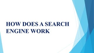 HOW DOES A SEARCH
ENGINE WORK
 