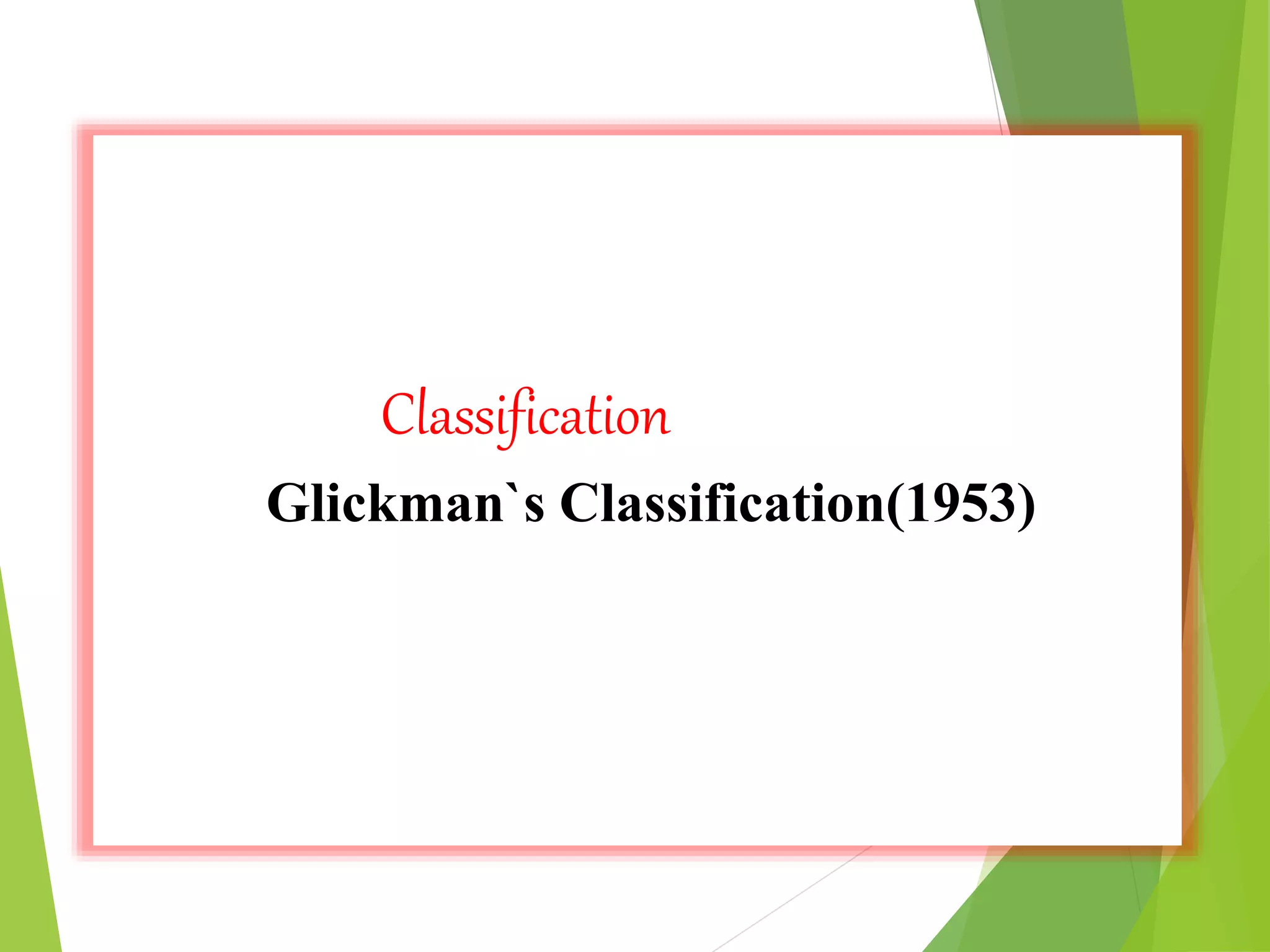 Classification
Glickman`s Classification(1953)
 