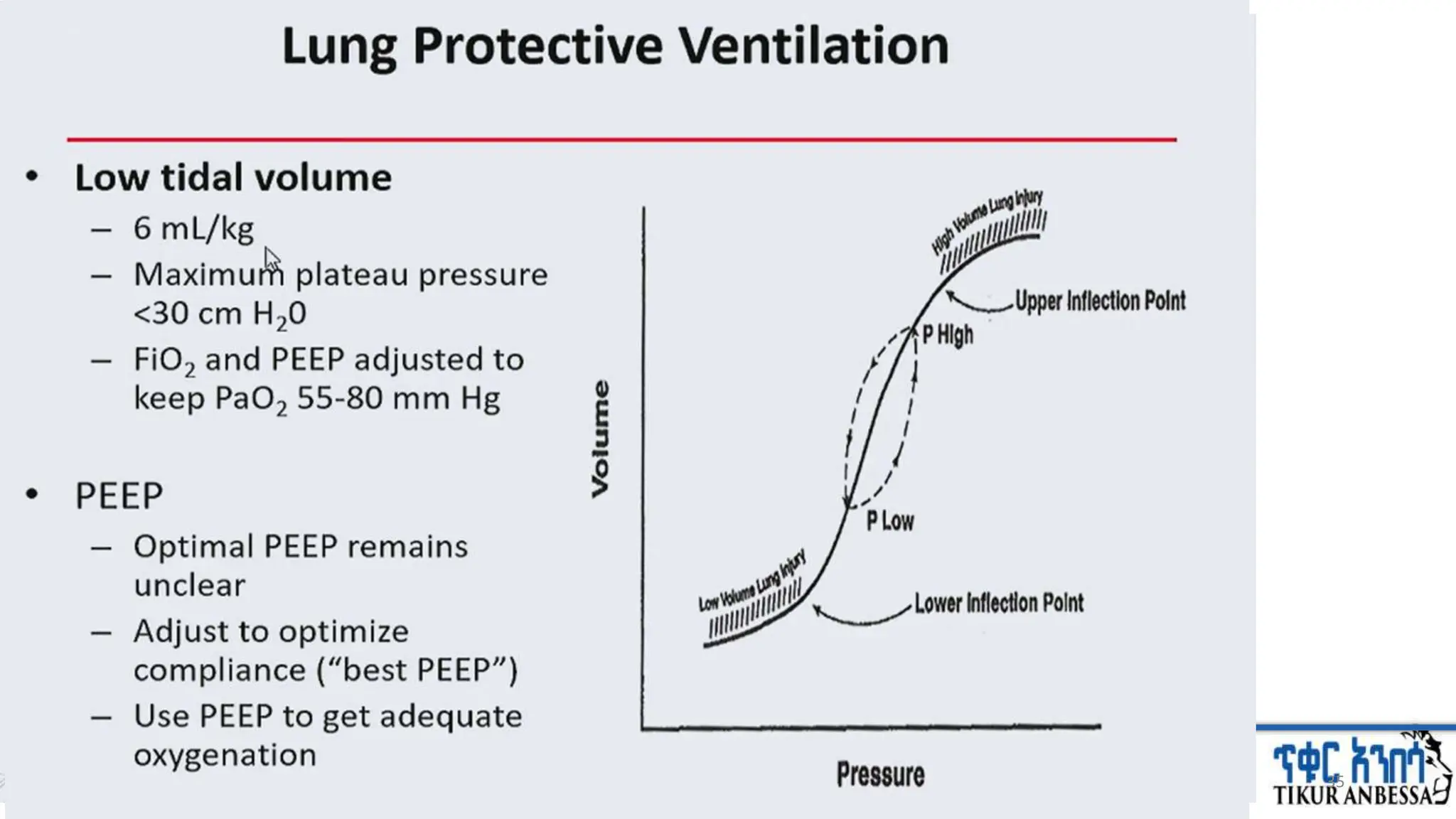 Tidal volume
• Optimal tidal volume for mechanically ventilated patients:-
• without existing lung disease 6-8ml/kg of IBW.
• For ARDS-4-6 ml/kg of IBW
• Female PBW= 45.5 + 0.91 (Ht – 152.4)
• Male PBW = 50 + 0.91 (Ht – 152.4)
• As Tv inc., peak airway pressure also inc.(>45cmH20 barotrauma)
4/19/2024 35
 