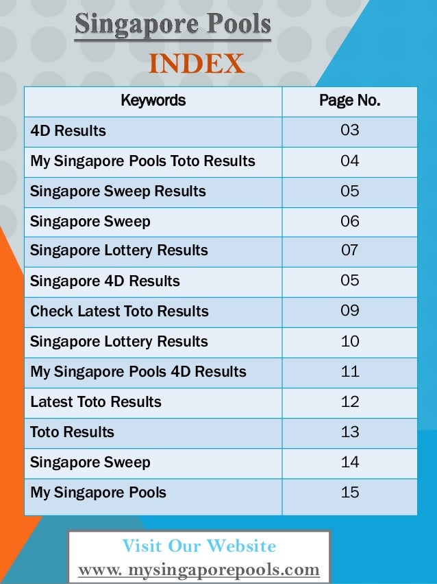 My Singapore Pools 4 D Results