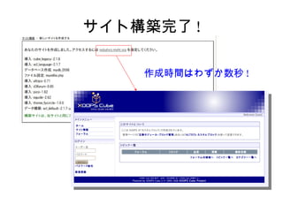 サイト構築完了 ! 作成時間はわずか数秒 ! 