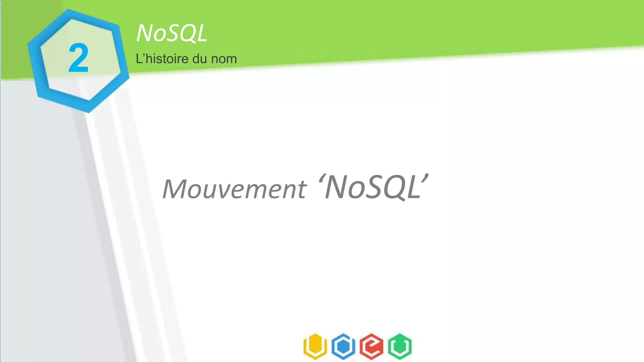 NoSQL
2 L’histoire du nom
Mouvement ‘NoSQL’Mouvement ‘NoSQL’Mouvement ‘NoSQL’
 