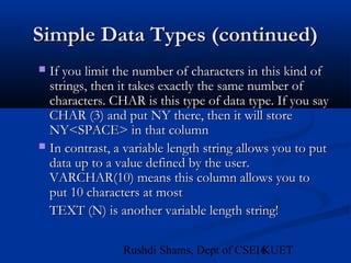 Database Tables and Data Types | PPT