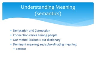 Semantic Connection Language in cognitive psychology | PPTX