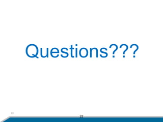 22
Questions???
22
 