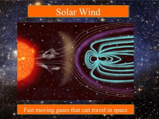 Solar WindSolar Wind
Fast moving gases that can travel in spaceFast moving gases that can travel in space
 