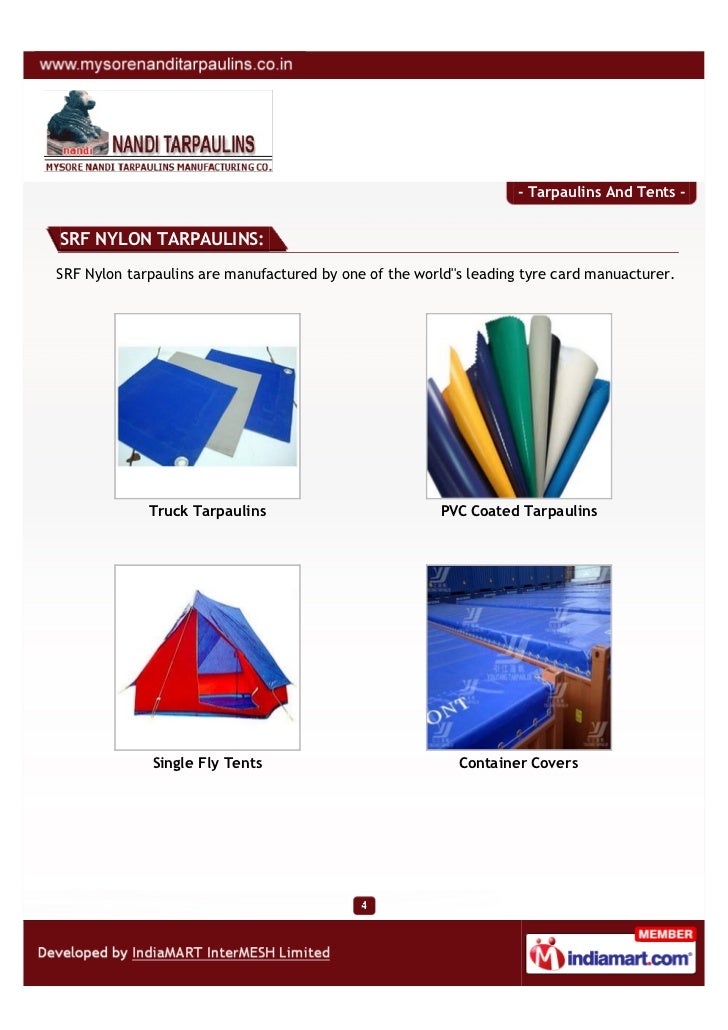 Mysore Nandi Tarpaulins Mfg. Co., Hyderabad, Tarpaulins And Tents