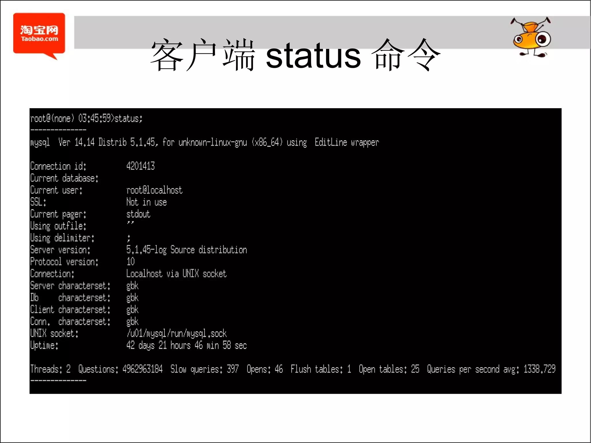 客户端 status 命令 