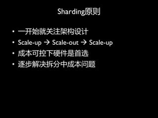 Shardingԭ

? һʼ͹עܹ
? Scale-up ? Scale-out ? Scale-up
? ɱɿӲѡ
? 𲽽гɱ
 