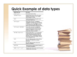 Quick Example of data types
 