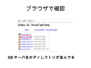 ブラウザで確認




DB サーバ名のディレクトリが並んでる
 