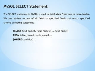 MySql Database Basic Fundamental Brief Course D | PPTX