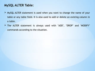 MySql Database Basic Fundamental Brief Course D | PPTX