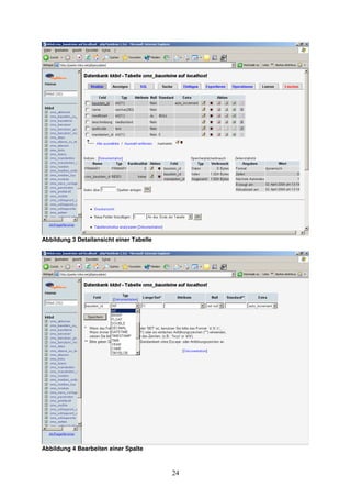 24 
Abbildung 3 Detailansicht einer Tabelle 
Abbildung 4 Bearbeiten einer Spalte 
 