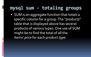 Mysql Aggregate | PPT