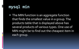 Mysql Aggregate | PPT
