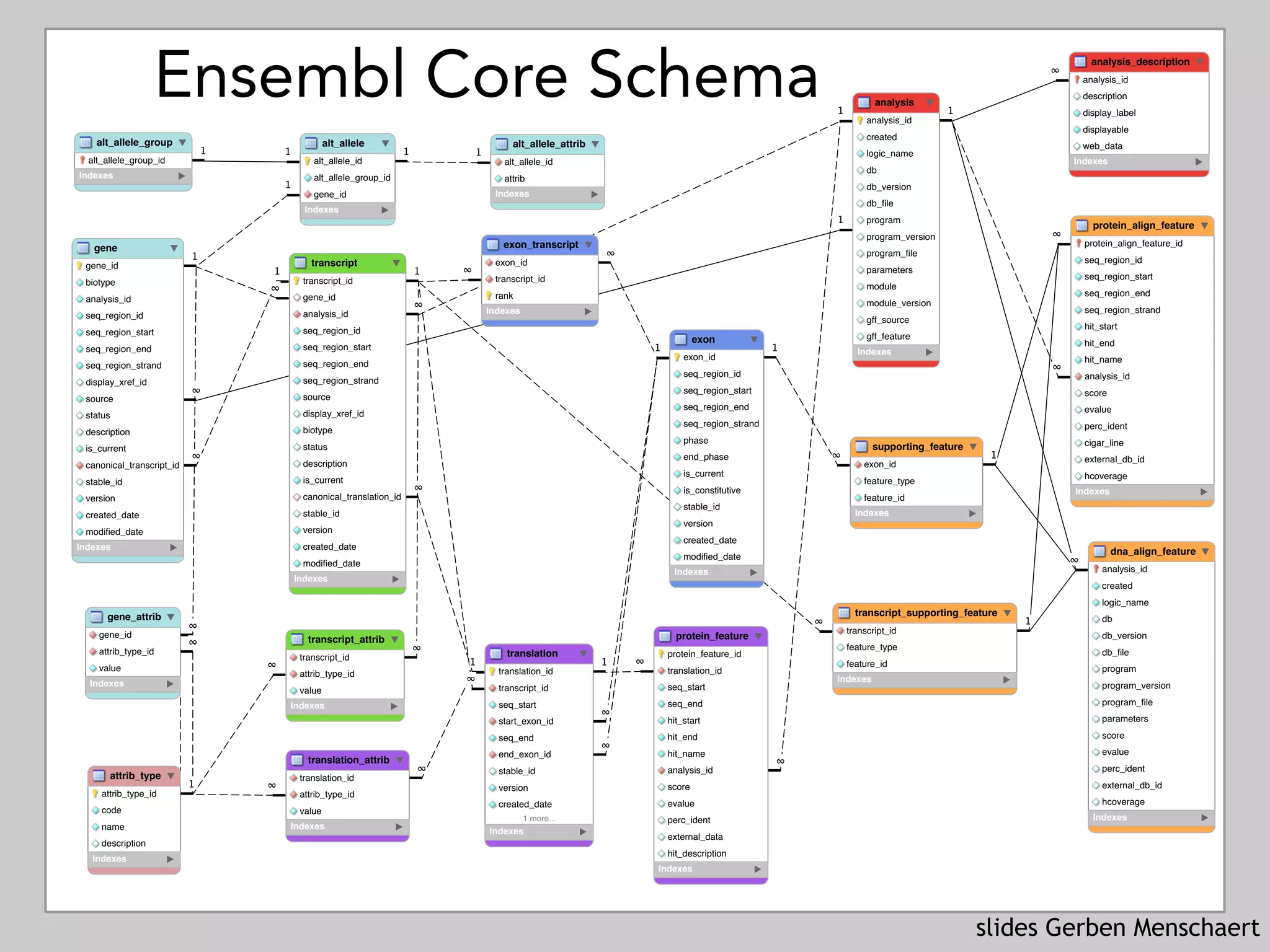 slides Gerben Menschaert
Ensembl Core Schema
 