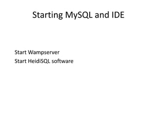 Introduction to MySQL-Commands and examples | PPT