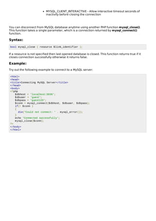 Mysql connection | PDF