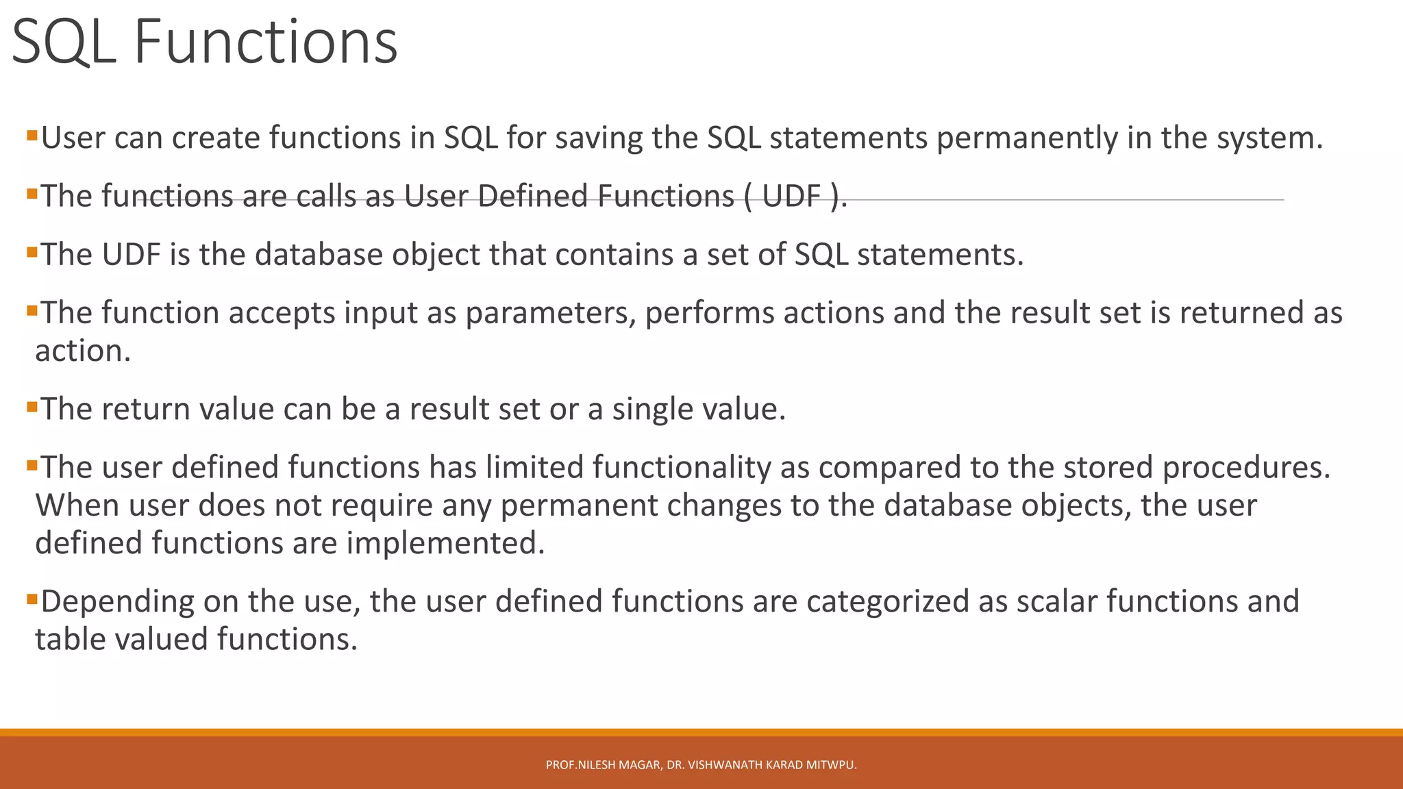 Mysql creating stored function | PPT