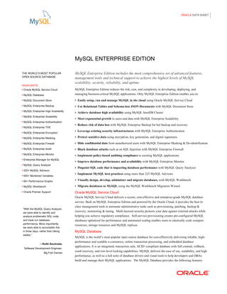 Mysql Enterprise Edition Feature and Tools