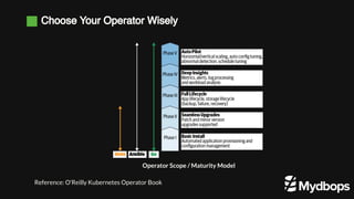 Choose Your Operator Wisely
Operator Scope / Maturity Model
Reference: O'Reilly Kubernetes Operator Book
 