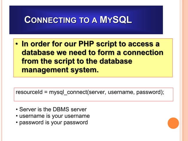 MYSQL - PHP Database Connectivity | PPT