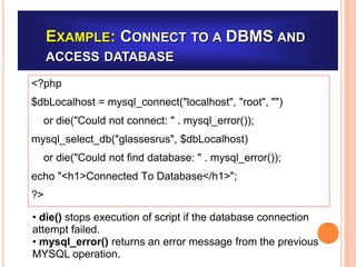 MYSQL - PHP Database Connectivity | PPT