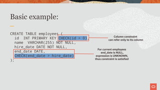 Check Constraints in MySQL 8.0. Presented at pre-FOSDEM MySQL Day 2020 ...