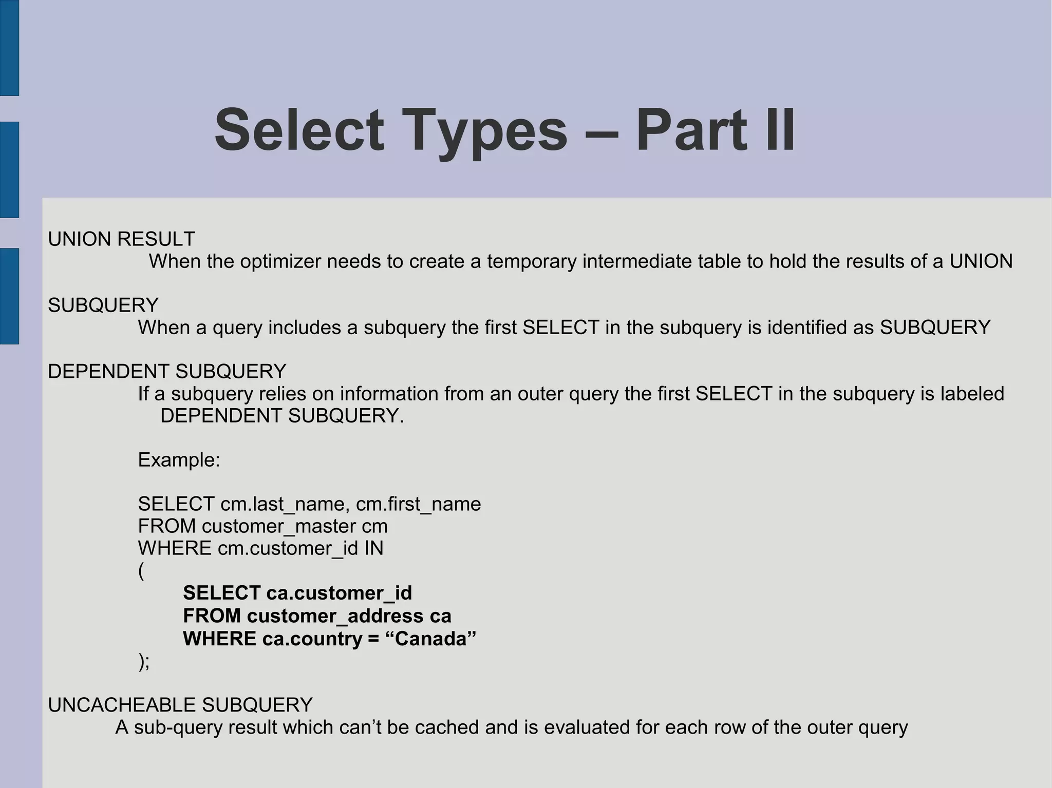 MySQL Query And Index Tuning