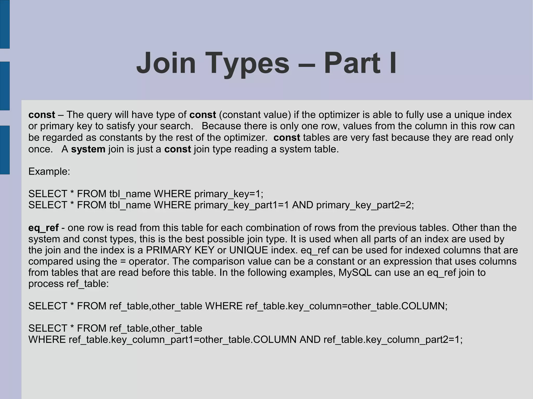 MySQL Query And Index Tuning