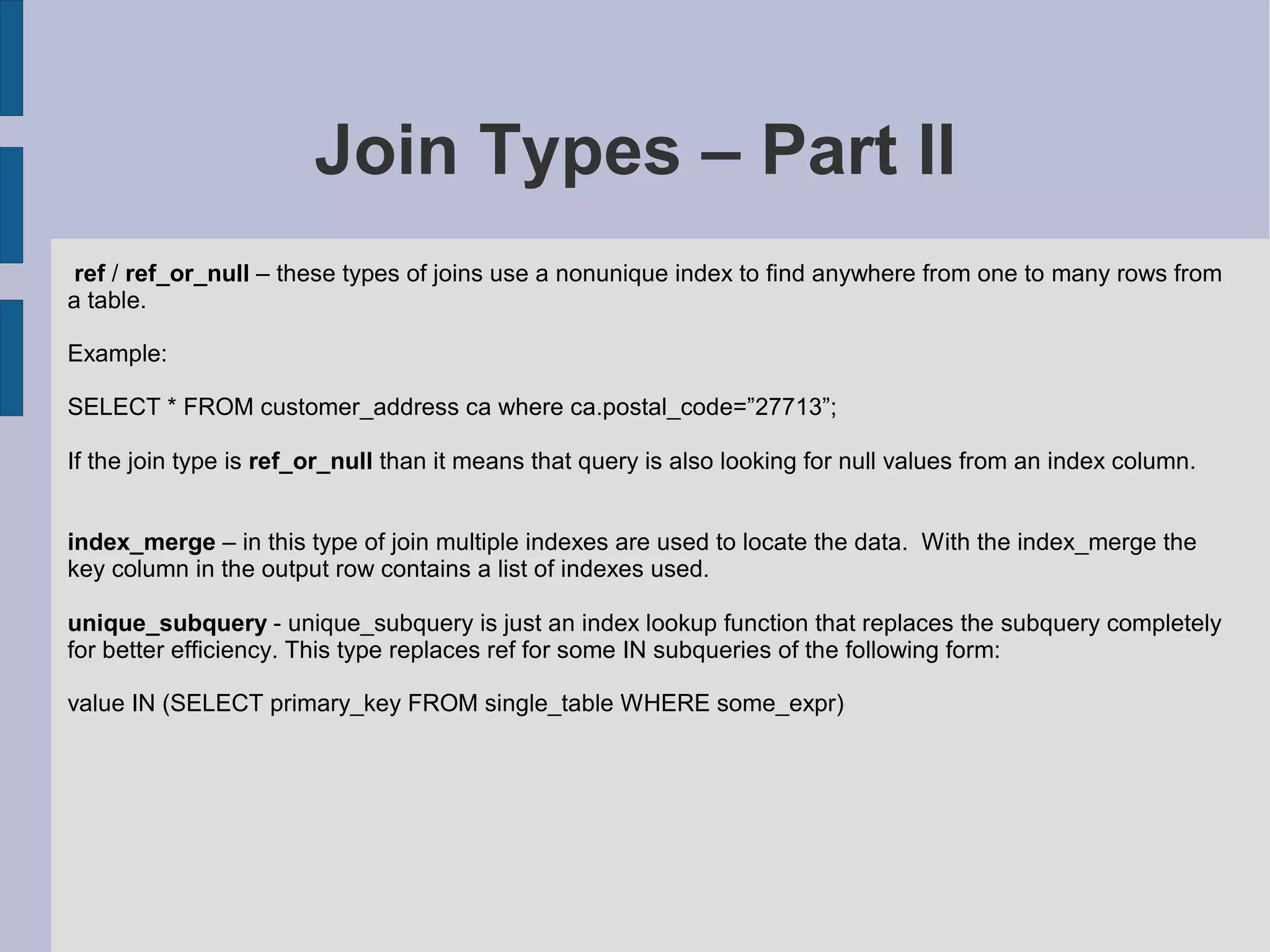 MySQL Query And Index Tuning