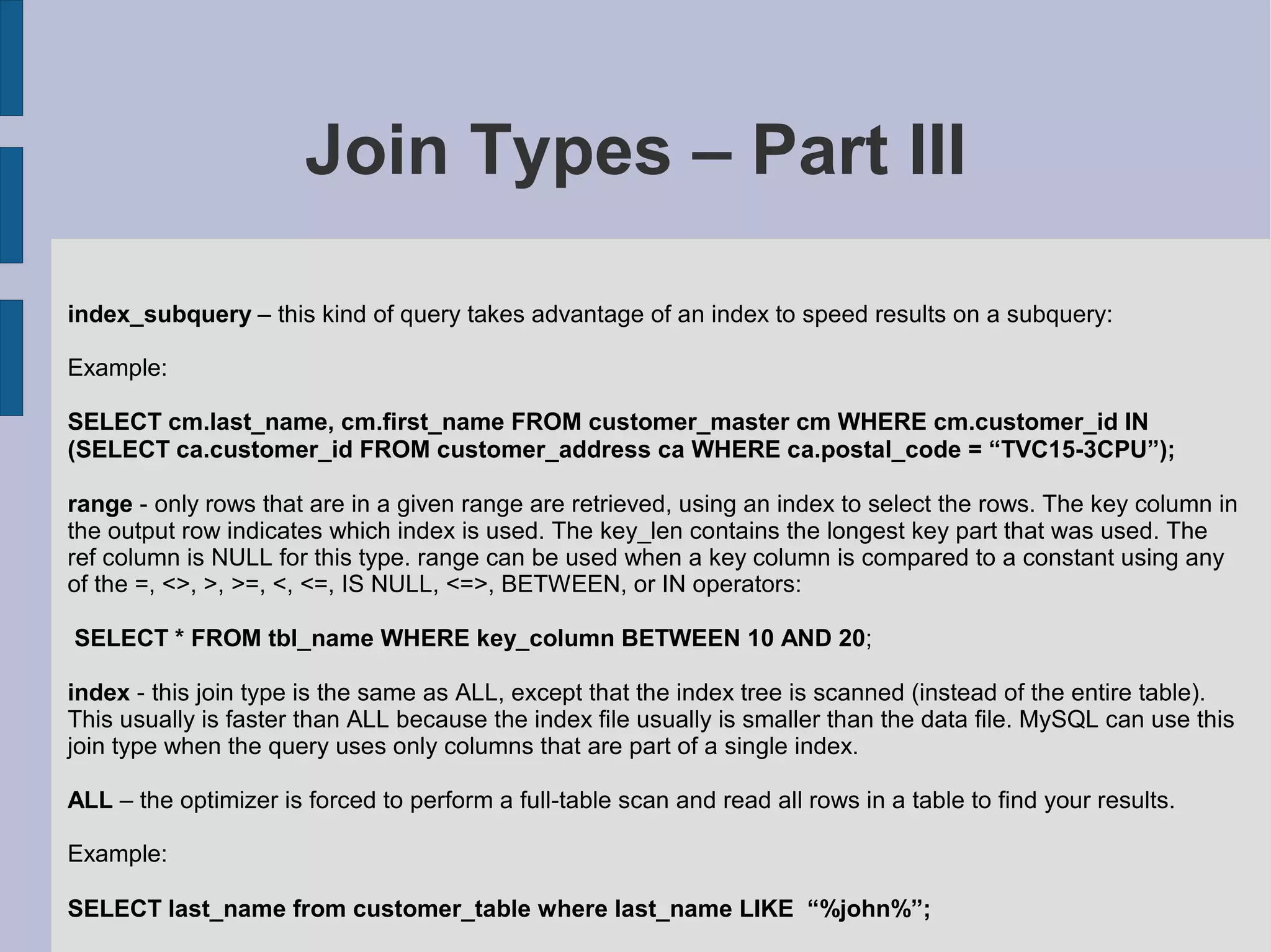 MySQL Query And Index Tuning
