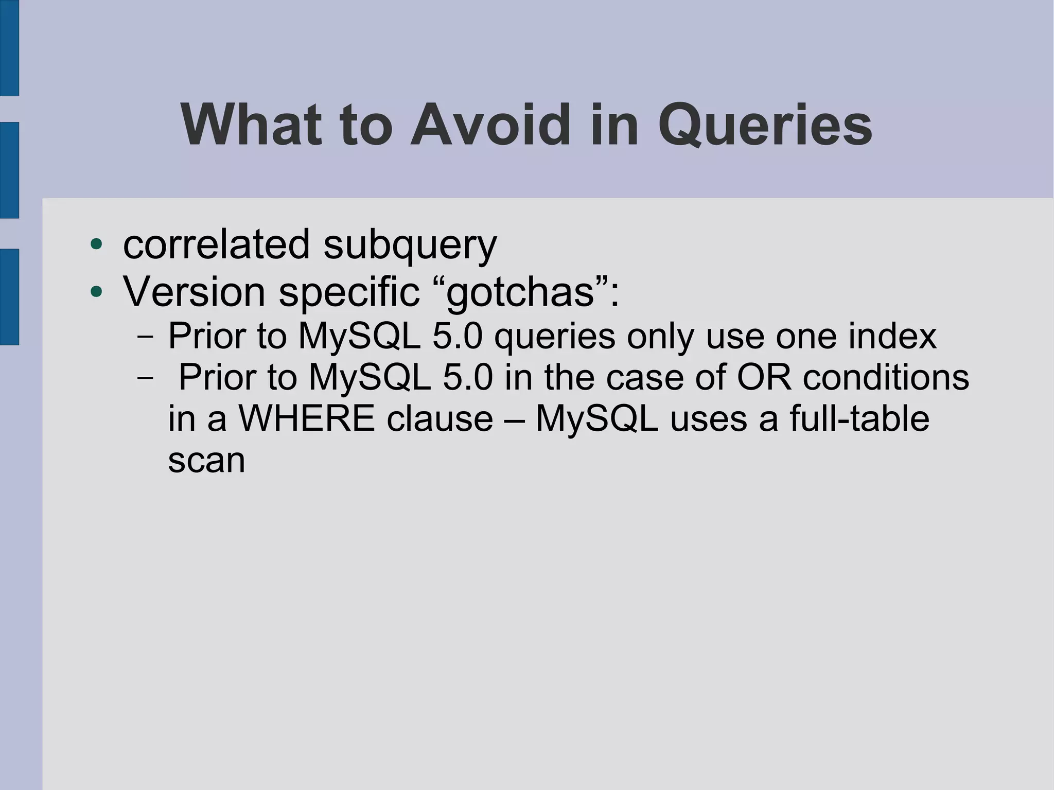 MySQL Query And Index Tuning